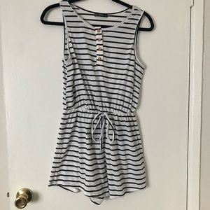 SHEIN white and black stripe romper size small